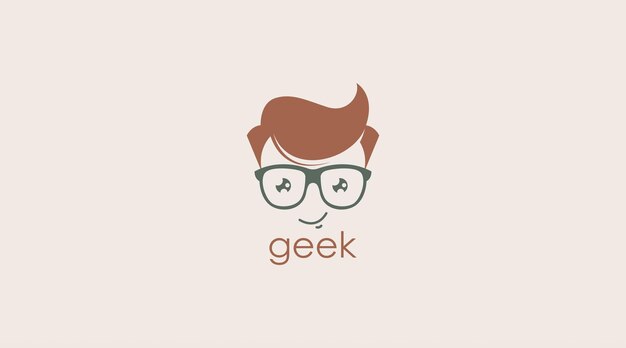 Concepto de diseño de logotipo geek Vector Plantilla de logotipo geek en estilo de diseño de color plano