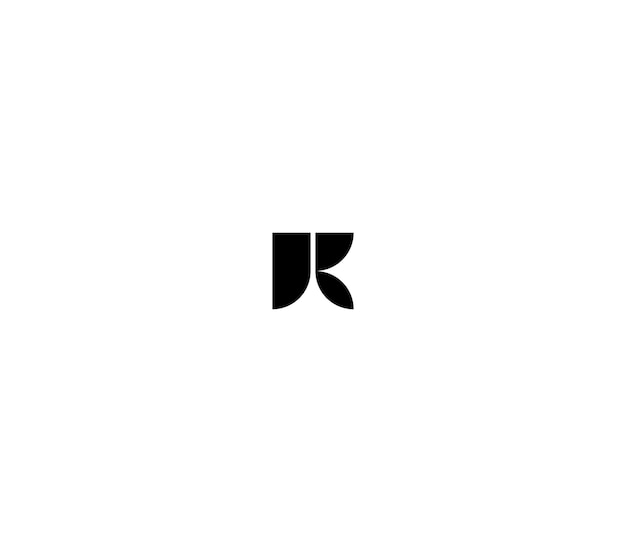 Concepto de diseño del logotipo geométrico de la letra mínima R o PR o KR o JK o JR