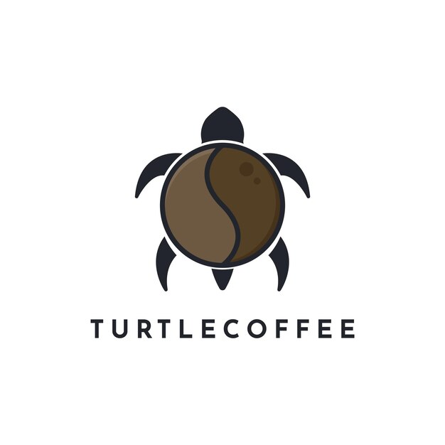 Concepto de diseño de logotipo de grano de café de tortuga