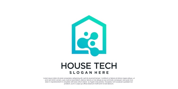 Concepto de diseño de logotipo de house tech Vector Premium