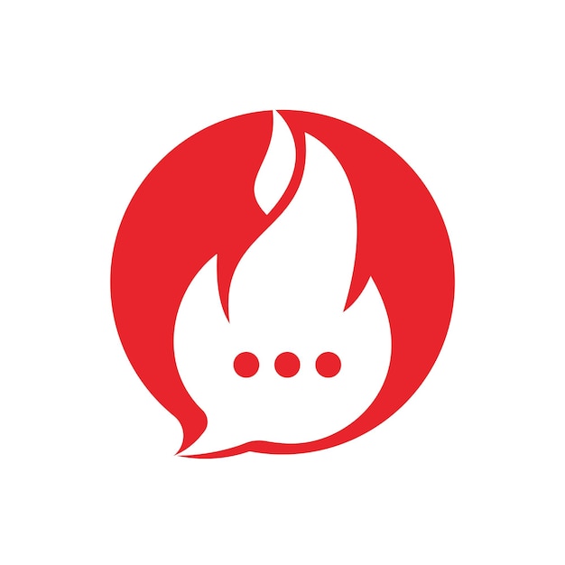 Concepto de diseño de logotipo de icono de chat de fuego