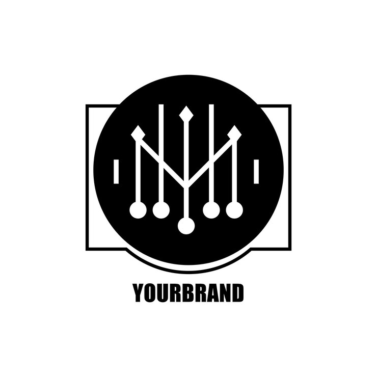 Vector concepto de diseño de logotipo de icono de empresa de vector de forma de círculo geométrico abstracto negro minimalista