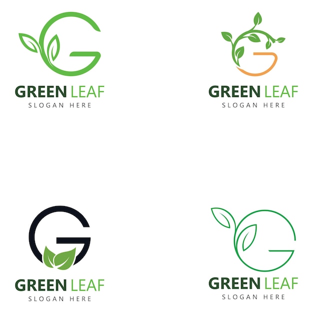 Concepto de diseño de logotipo de icono de hoja de letra g