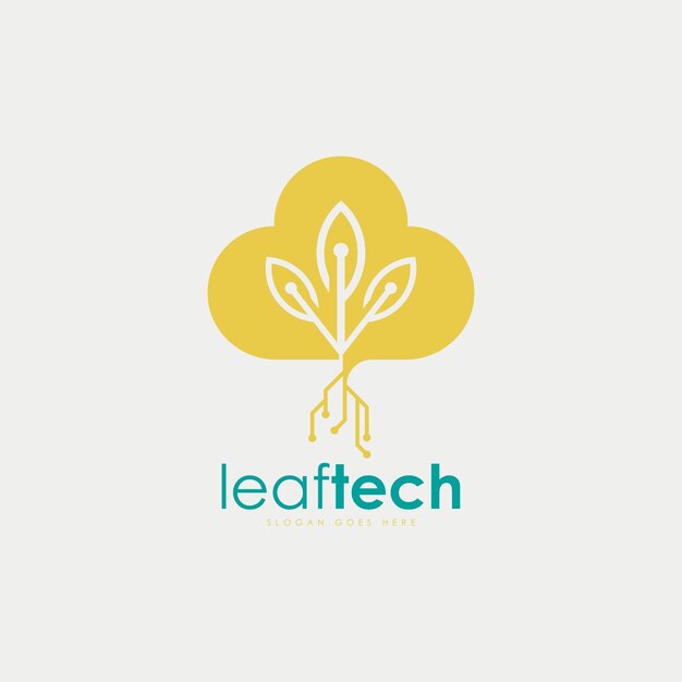 Concepto de diseño de logotipo leaftech logotipo vectorial creado a partir de una combinación de hojas y tecnología