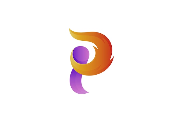 Concepto de diseño de logotipo de letra P de fuego