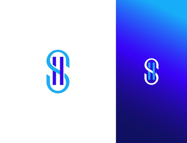 Concepto de diseño de logotipo de letra SH con fondo degradado