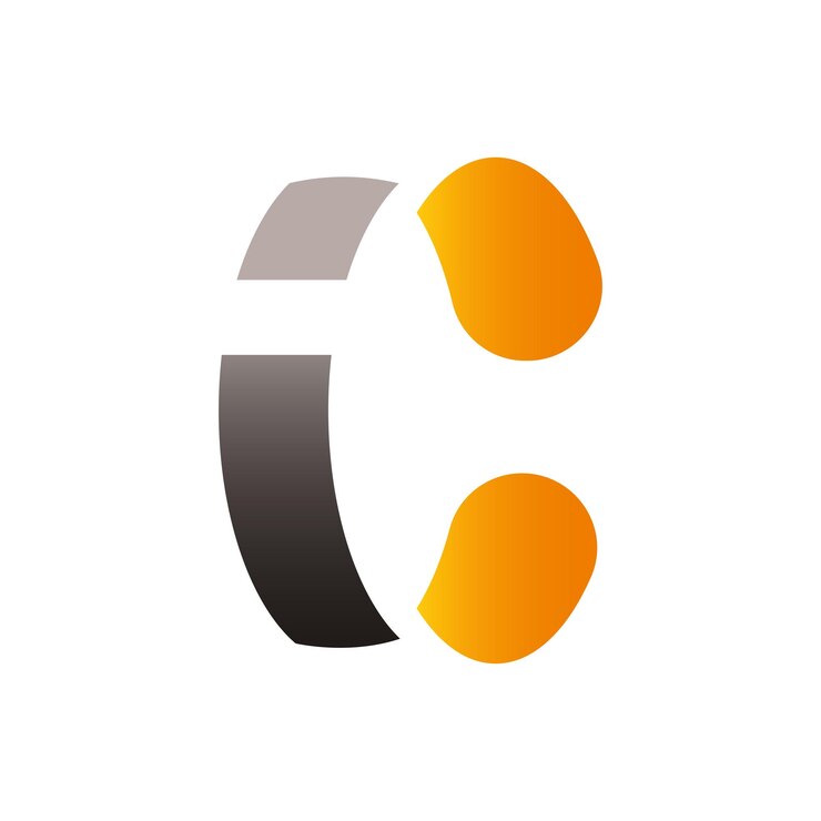Vector concepto de diseño del logotipo de las letras i y c aisladas sobre un fondo blanco