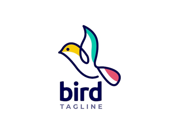 Concepto de diseño de logotipo de línea mono de aves