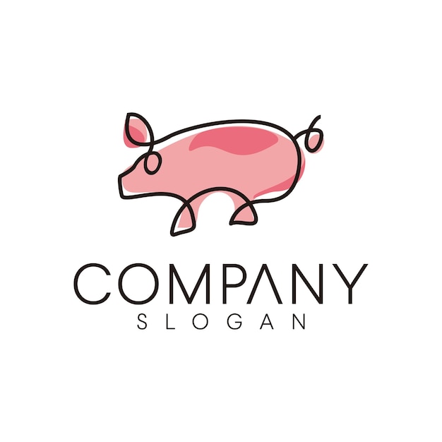 Concepto de diseño de logotipo de línea mono de cerdo Ilustración