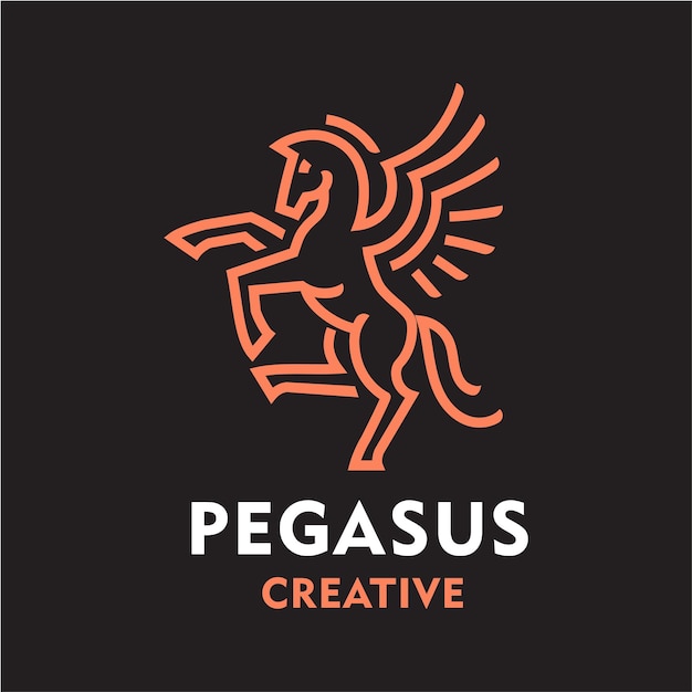 Concepto de diseño del logotipo lineal de Pegasus