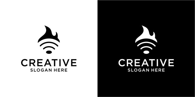 Concepto de diseño de logotipo de llama creativa con señal de señalización