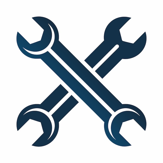 Concepto de diseño del logotipo de la llave inglesa cruzada