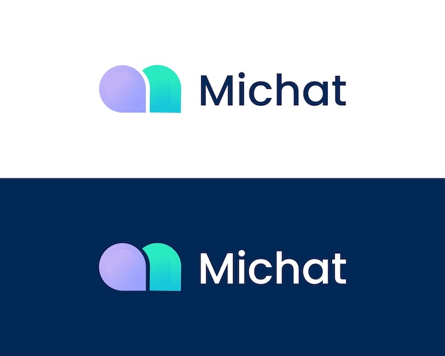 Concepto de diseño de logotipo M chat o m drop