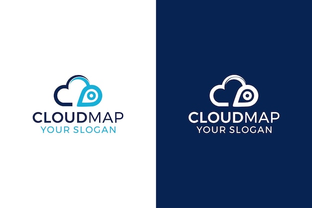 concepto de diseño de logotipo de mapa en la nube