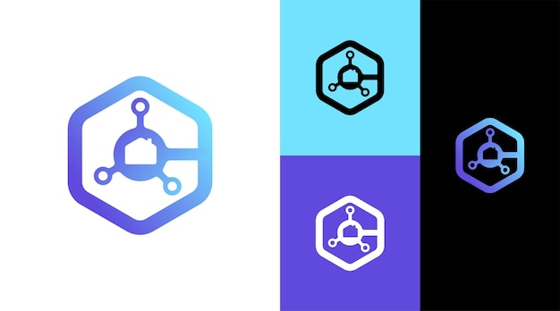 Concepto de diseño de logotipo de monograma C hexagonal de almacén de tecnología