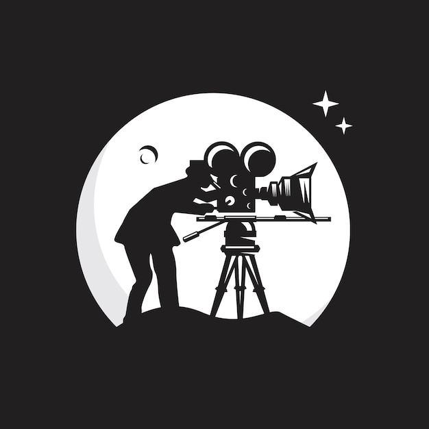 Vector el concepto de diseño del logotipo de moon films aislado sobre un fondo blanco