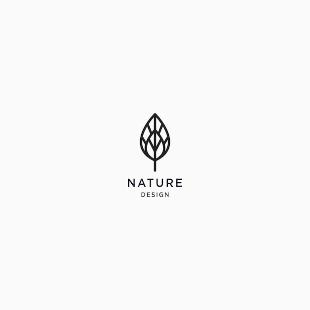 Concepto de diseño de logotipo de naturaleza Planta tropical Icono mínimo Hoja de árbol vector plano