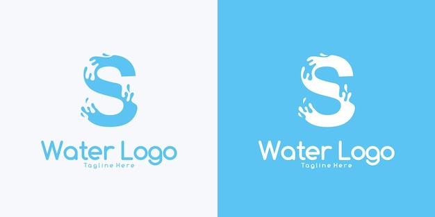 Concepto de diseño de logotipo de onda de agua de salpicadura de logotipo de letra vectorial S
