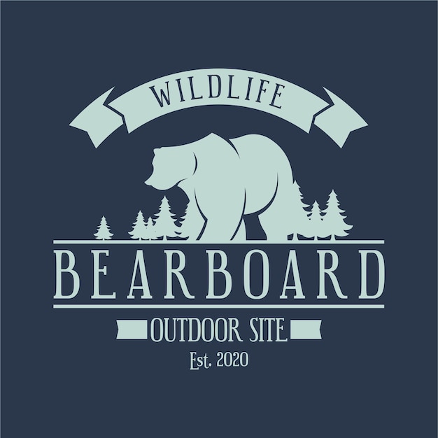 Concepto de diseño de logotipo de oso retro