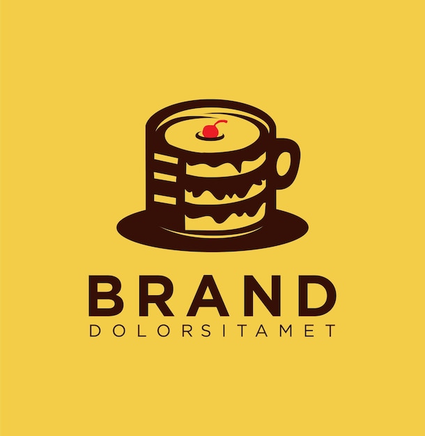 Concepto de diseño de logotipo de pastel de café para tienda de café