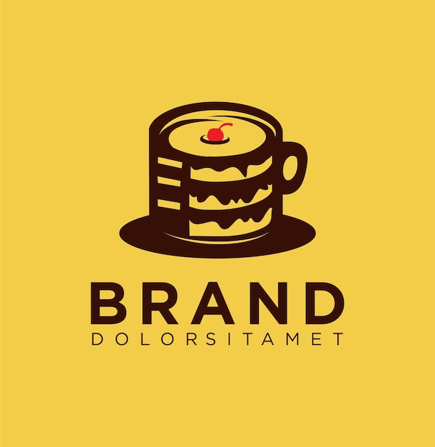 Vector concepto de diseño de logotipo de pastel de café para tienda de café