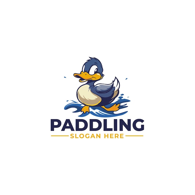 Concepto de diseño del logotipo del pato remador