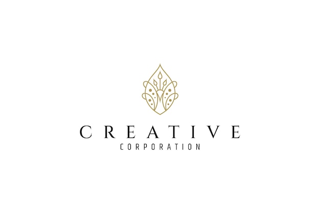 Concepto de diseño del logotipo del pavo real de lujo