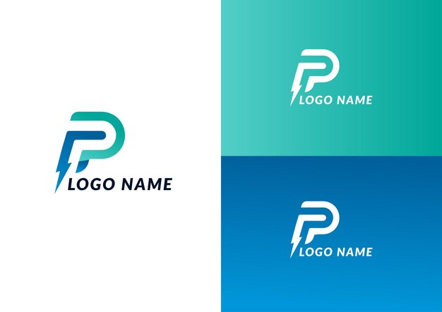 Concepto de diseño de logotipo de perno P