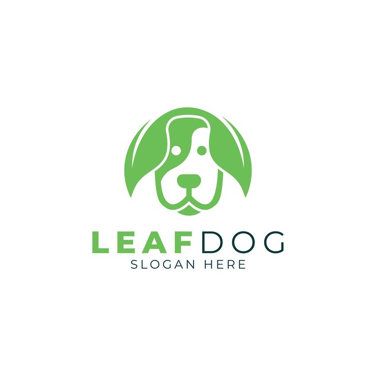 un concepto de diseño de logotipo de perro de hoja verde