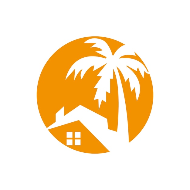 Concepto de diseño de logotipo de playa moderno Vector Árbol combinación de vivienda diseño de logotipio vectorial