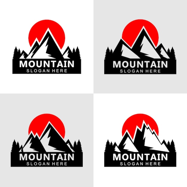 Concepto de diseño de logotipo de silueta de montaña