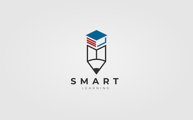 Vector concepto de diseño de logotipo para sombrero de pluma de libro educativo y plantilla de logotipo de educación mínima