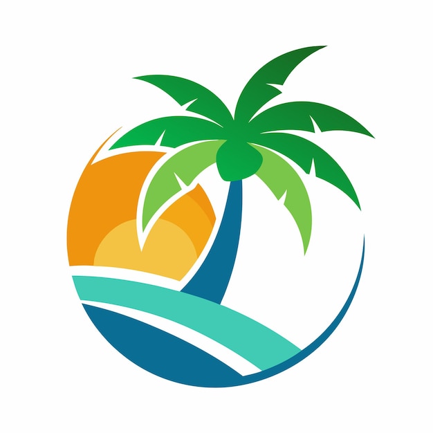 Concepto de diseño del logotipo de Summer Coconut Tree