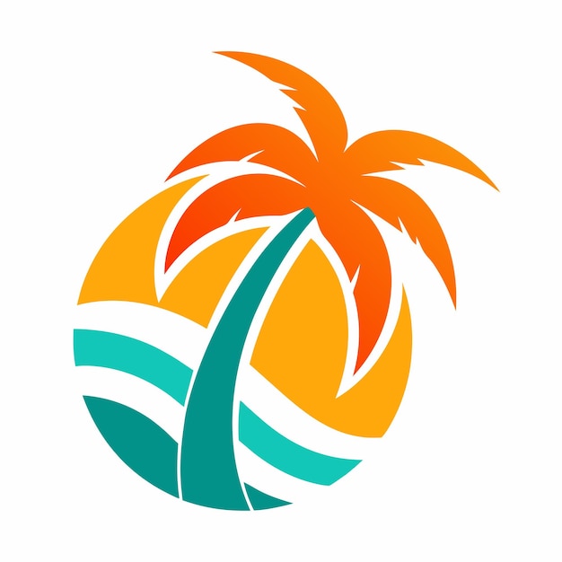 Concepto de diseño del logotipo de Summer Coconut Tree