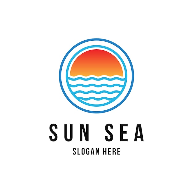 El concepto de diseño del logotipo de Sun Sea Wave