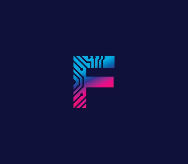 Concepto de diseño del logotipo de la tecnología F Alphabet