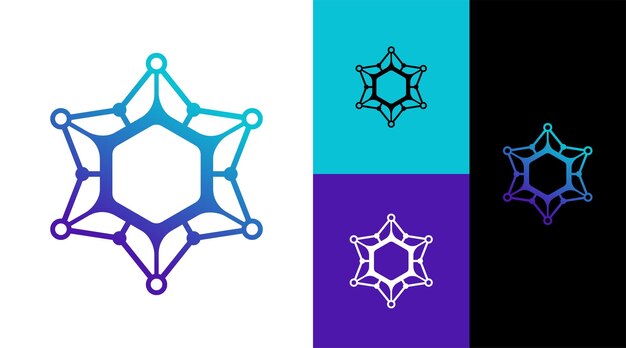 Concepto de diseño de logotipo de tecnología de sistema de núcleo de alambre hexagonal