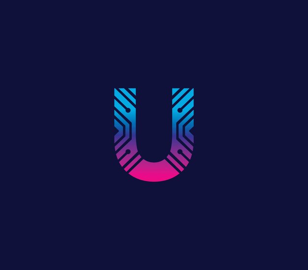 Concepto de diseño del logotipo de la tecnología U Alphabet