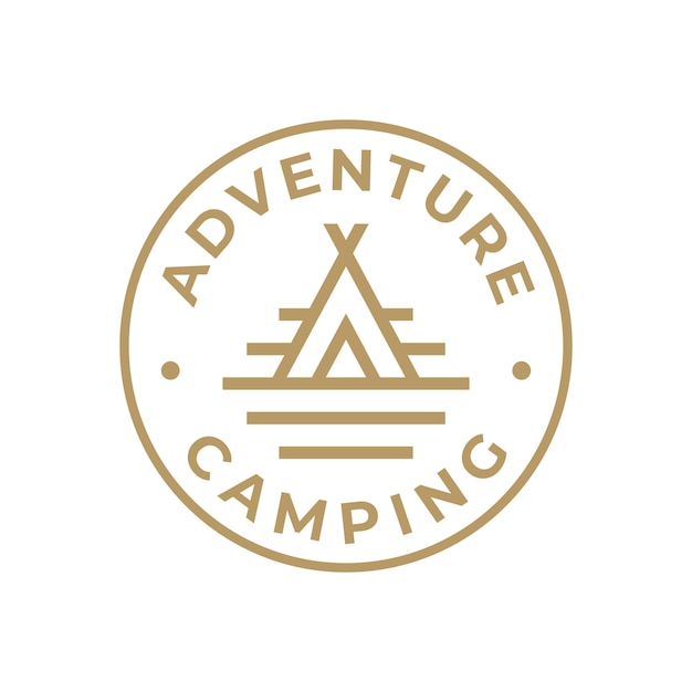 Concepto de diseño de logotipo de tienda de campaña. Plantilla de diseño de icono de símbolo de aventura de campamento al aire libre