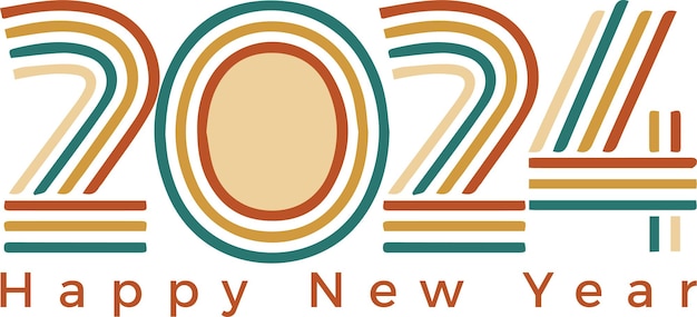 Concepto de diseño de logotipo de tipografía 2024 feliz año nuevo diseño de logotipo 2024