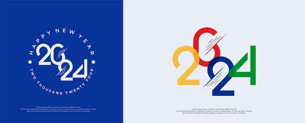 Concepto de diseño de logotipo de tipografía 2024 Feliz año nuevo diseño de logotipo 2024