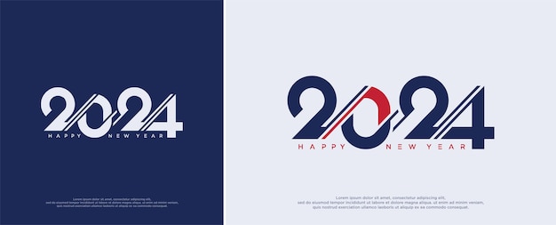 Concepto de diseño de logotipo de tipografía 2024 Feliz año nuevo diseño de logotipo 2024