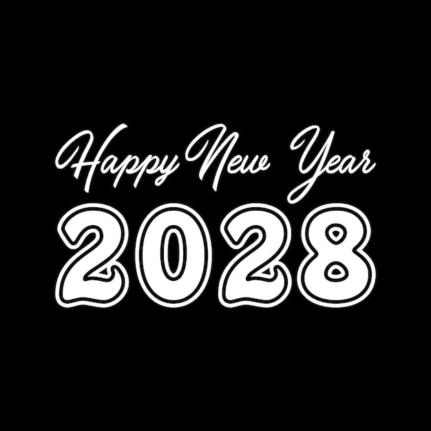 Concepto de diseño de logotipo de tipografía 2028 Feliz año nuevo 2028 diseño del logotipo