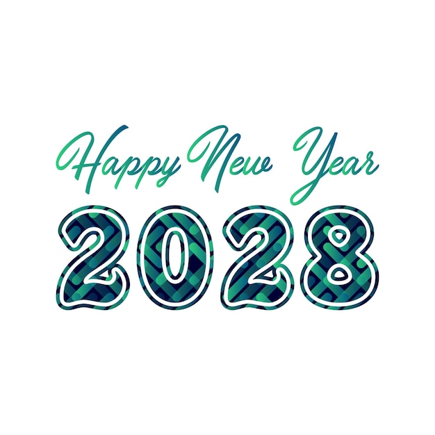Concepto de diseño de logotipo de tipografía 2028 Feliz año nuevo 2028 diseño del logotipo
