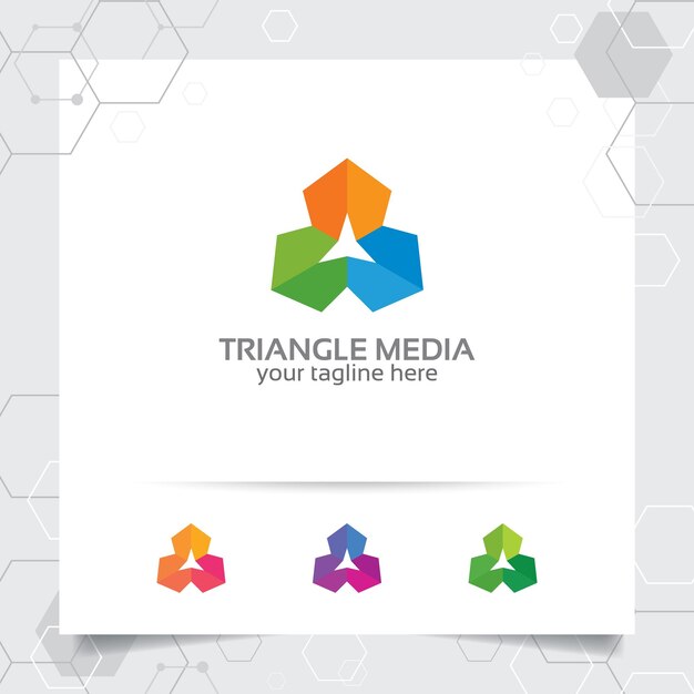 Concepto de diseño de logotipo de triángulo de elemento de símbolo de flecha logotipo de vector de triángulo abstracto utilizado para contabilidad y consultoría financiera