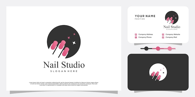 Concepto de diseño de logotipo de uñas para belleza con estilo de elemento creativo