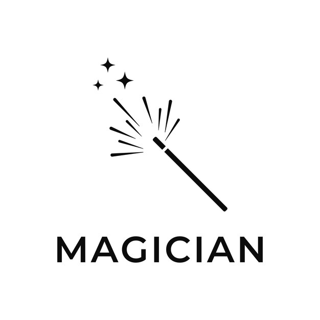 El concepto de diseño del logotipo de la varita de mago