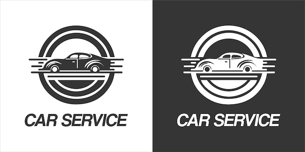 Concepto de diseño de logotipo de vector de servicio de coche Icono de garaje automático aislado en estilo vintage de fondo blanco
