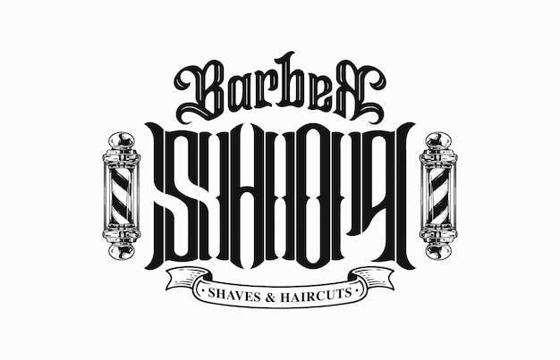 Concepto de diseño de logotipo vectorial de barbería de letras