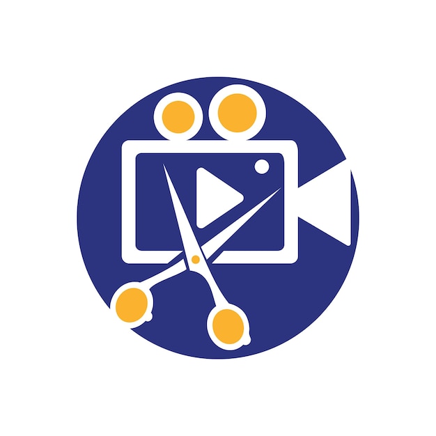 Concepto de diseño de logotipo vectorial de edición de vídeo